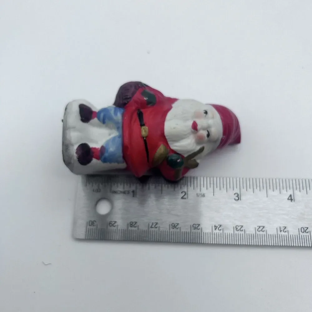 Vtg set of Santa Claus Gnome Christmas Figure 3” Porcelain Figurine (set of 4)